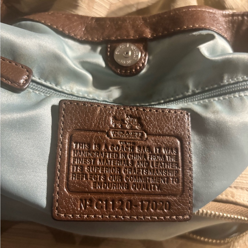 Coach Cream and Brown Hobo Bag with Signature Design-Madison Maggie , clean - Picture 9 of 11